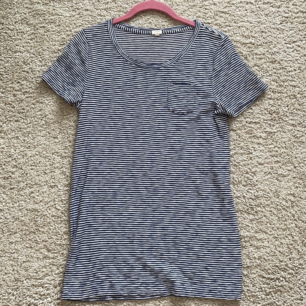 J Crew Navy & White Stripe Shirt